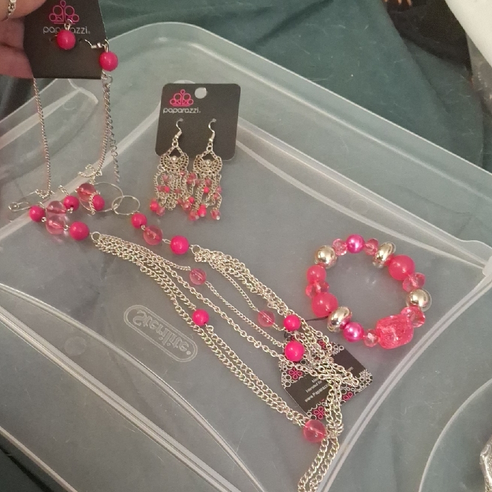 Paparazzi BUNDLED Pink and Silver Necklace Elegant Jewelry